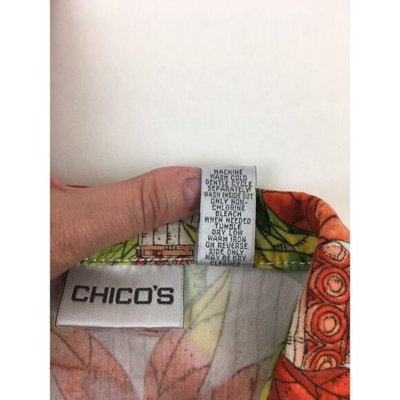 Chicos Womens Jacket Coat Cotton Modest Tropical Luau Fancy Buttons Size 0 - Picture 7 of 12